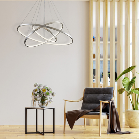 Lampa Sufitowa LED Wisząca Zwis 60W 8000lm 4000K Neutralna 120° Srebrna LEA Sanico Goldlux