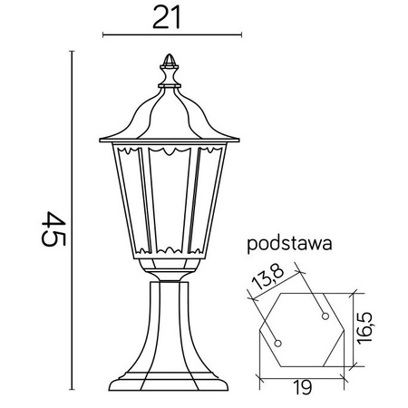 Lampa Ogrodowa Zewnętrzna Stojąca SŁUPEK Retro Midi K 4011/1/M E27 45cm Su-Ma
