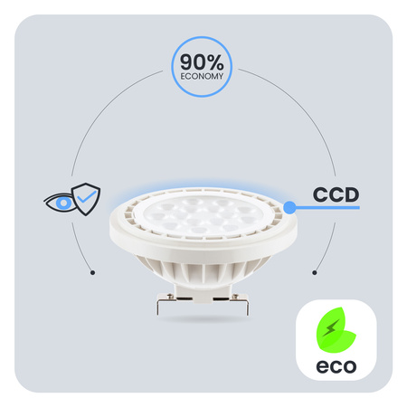 Żarówka LED G53 Reflektor AR111 15W = 100W 1521lm 3000K Ciepła 38° 12V LUMILED