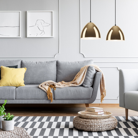 Lampa Wisząca Sufitowa MIA 2xE27 Czarna Złota LM-2.130 Lamkur