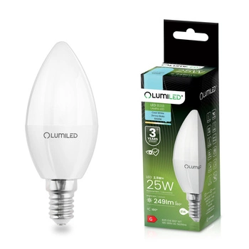 Żarówka LED E14 Świeczka B35 2,5W = 25W 249lm 6500K Zimna 180° LUMILED