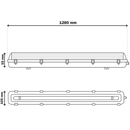 Oprawa Hermetyczna z Odbłyśnikiem IP65 T8 Lampa 2x 120cm Świetlówka 18W 6500K