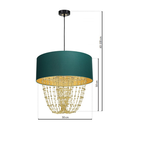 Lampa wisząca ALMERIA 1xE27 Elegancka Sznury Korali Zielona MLP6452 Milagro Metal + Tworzywo sztuczne+ Tkanina