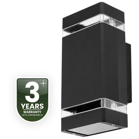 Lampa Ogrodowa Kinkiet Elewacyjny góra dół GU10 Czarny Aluminium HEDERA LUMILED