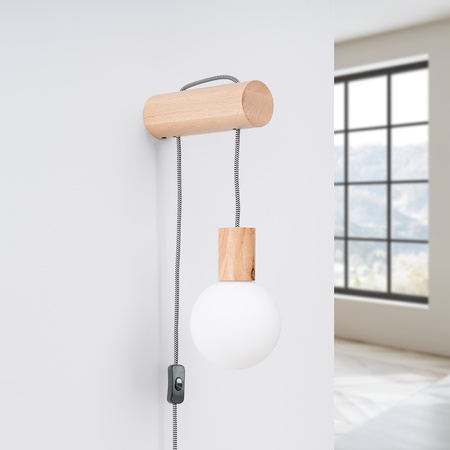 Lampa Ścienna Zwis 1x G9 Naturalne Drewno Biała Nimbi Peach Puff SL.1645 Sollux