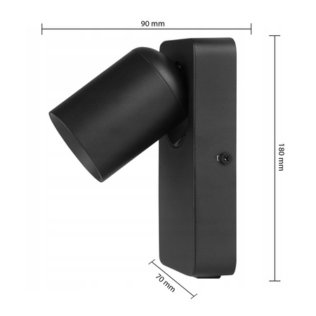 Kinkiet Ścienny Lampa Natynkowa do Czytania GU10 USB Czarny Matowy Timo Masterled