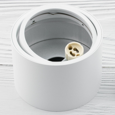 Zestaw Oprawa Natynkowa HALOGENOWA Metalowa Biała SPOT TUBA 10cm + Żarówka LED GU10 ES111 15W COB 3000K