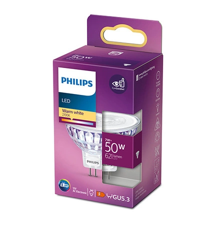 Żarówka LED MR16 7W = 50W 621lm 2700K Ciepła 36° 12V reflektor punktowy PHILIPS