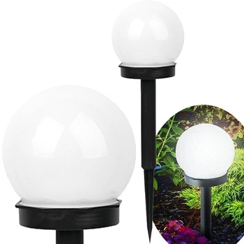 Lampa Ogrodowa LED Solarna Wbijana BIAŁA KULA 10cm GOLDLUX (Polux)