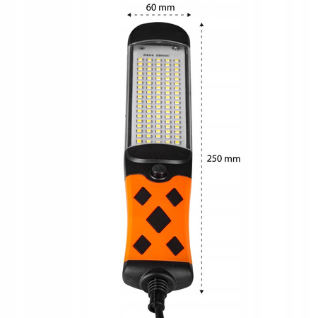 Latarka Warsztatowa Lampa Garażowa LED 230V 15W 960lm Magnes Haczyk na Kablu 5m MasterLED