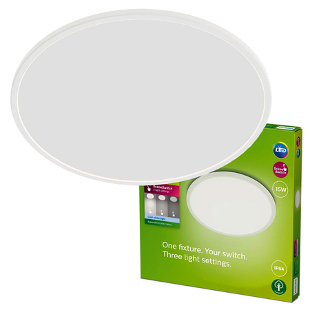 Lampa Ogrodowa Plafon LED 15W 1500lm 4000K IP54 SceneSwitch Biała SuperSlim Philips