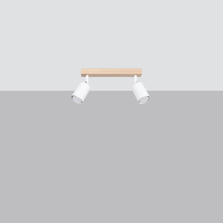 Lampa Sufitowa Oprawa Natynkowa SPOT TUBA Reflektor 2x GU10 Punktowa Ruchoma Tubularna Drewno Biała Nowoczesna Verdo Sollux