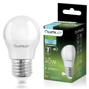 Żarówka LED E27 Kulka P45 5W = 40W 470lm 6500K Zimna 180° LUMILED