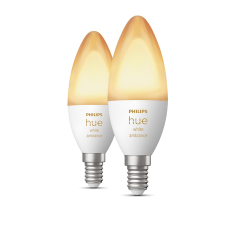 2PAK Żarówka LED Świeczka E14 B39 4W CCT PHILIPS HUE White & Ambiance Bluetooth Zigbee