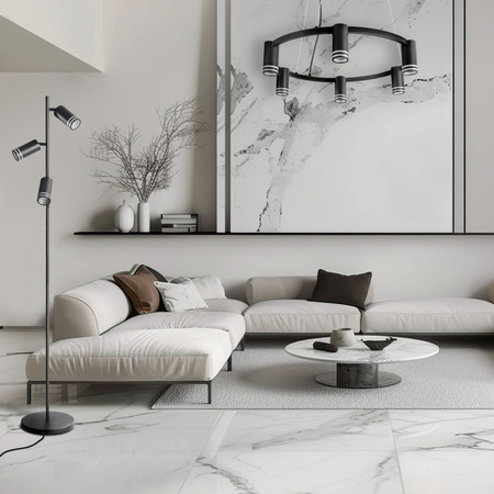 Lampa Sufitowa Wisząca Zwis 6x GU10 Czarna ROMA Sanico Goldlux