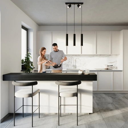 Lampa Sufitowa Wisząca Zwis 5x GU10 Tuba Ruchoma Tubularna Czarna Nowoczesna Ring Sollux