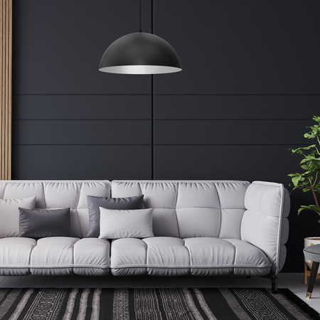 Lampa Wisząca Sufitowa BETA Czarna Biała 1xE27 45cm Milagro