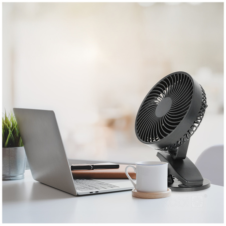 Wentylator Biurkowy Klips Przenośny Akumulatorowy USB-C Czarny Viento Windstar Kobi