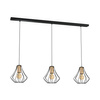 Lampa wisząca sufitowa WILL 3x E27 LOFT Czarna Metal + drewno Milagro