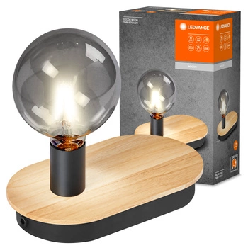 Lampa Stołowa Dekoracyjna Oprawa Oświetleniowa 1xE27 Czarna Drewniana LEDVANCE