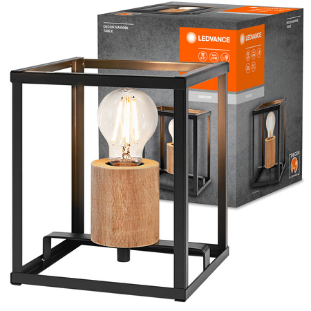 Lampa Stołowa Oprawa Biurkowa Stojąca Dekoracyjna E27 Czarny Brązowy USB-C Decor Ledvance