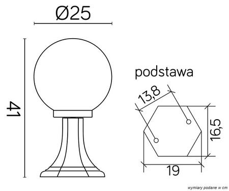 Lampa Ogrodowa Zewnętrzna Stojąca SŁUPEK KULE CLASSIC K 4011/1/K 250 E27 41cm Su-Ma