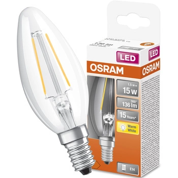 Żarówka LED E14 B35 CL 1,5W = 15W 136lm 2700K Ciepła 300° Filament OSRAM STAR