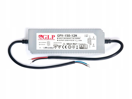 Zasilacz LED napięciowy 150W 12.50A 12V IP67 GPV-150-12N hermetyczny