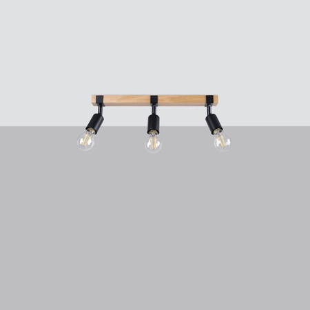 Lampa Sufitowa Oprawa Natynkowa SPOT TUBA Reflektor 3x E27 Punktowa Ruchoma Nieregularna Czarna Brązowa Nowoczesna Zuca Sollux