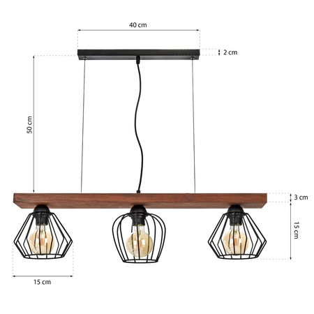 Lampa wisząca OZZY 3xE27 Różne Geometryczne Kształty Loft MLP6252 Milagro Metal + Drewno