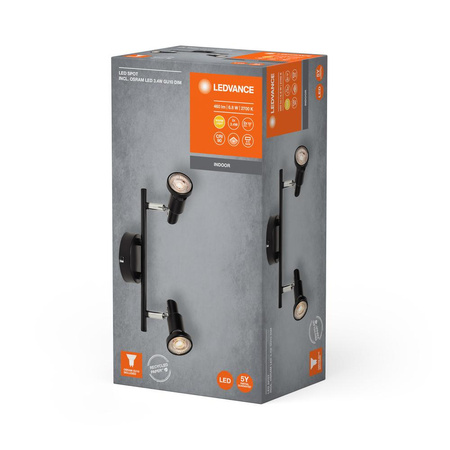 Lampa LED Ścienna Sufitowa Kinkiet Oprawa Natynkowa 6.8W 460lm 3000K Ciepła Ściemnialna Czarny LED Spot Ledvance