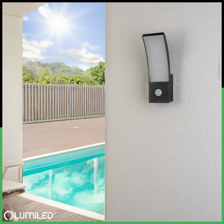 Lampa Ogrodowa Zewnętrzna Kinkiet Elewacyjny LED 12W 4000K Czujnik Ruchu AGOS LUMILED