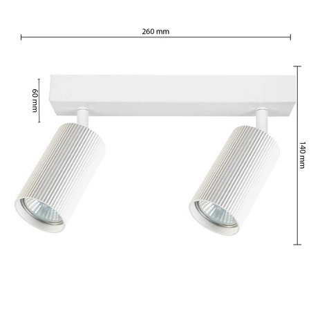 Lampa Sufitowa Spot Tuba Reflektor Oprawa Halogenowa 2x GU10 Ruchomy Biały Lucerno Masterled