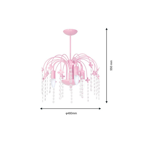 Lampa Sufitowa Żyrandol LAURA 3xE14 Różowa Milagro