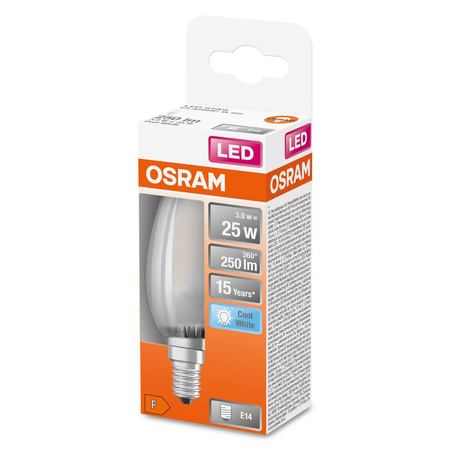 Żarówka LED B35 Świeczka E14 2.5W = 25W 250lm 4000K Neutralna 300° Retrofit Filament CLASSIC Osram