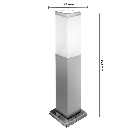 Lampa Ogrodowa oprawa KWADRATOWA SŁUPEK 1x E27 45cm srebrna IP44