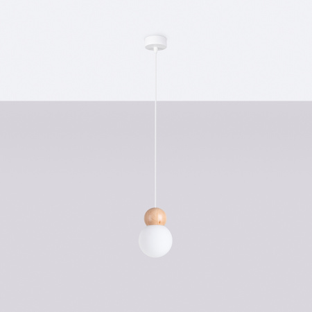 Lampa Sufitowa Wisząca Zwis G9 Kulista Naturalne Drewno Skandynawska Pekka Sollux