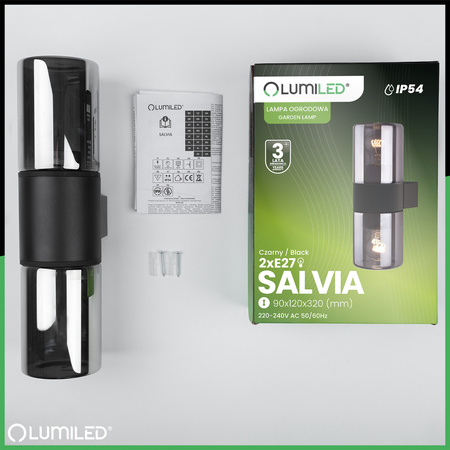 Lampa Ogrodowa Ścienna Zewnętrzna Kinkiet Elewacyjny 2x E27 SALVIA LUMILED