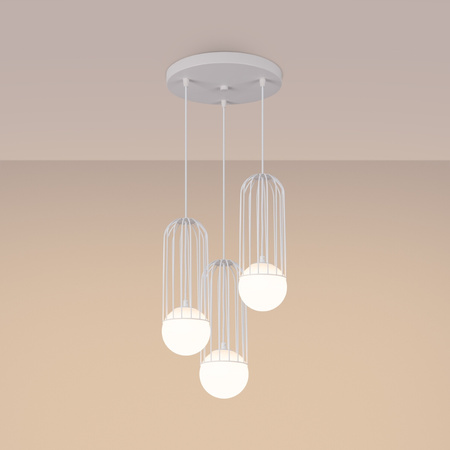 Lampa Sufitowa Wisząca Zwis 3x G9 Nieregularna Biała Nowoczesna Brina Sollux