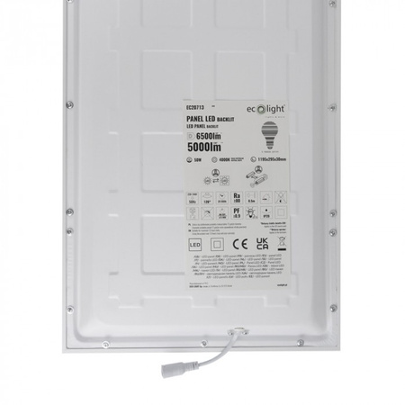 Panel LED 120x30 Kaseton Wpuszczany Podtynkowy 50W 6500lm 4000K Neutralna Biały Backlit Ecolight