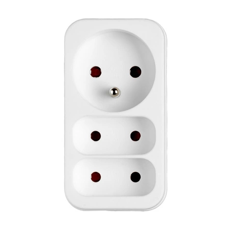 Rozgałęźnik Sieciowy Elektryczny 2x Euro 2P + 1x 2P+0 Złodziejka 3 Gniazdka  VAYOX