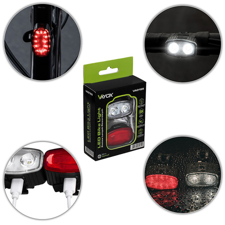 Lampka Latarka Rowerowa Tylna Czerwona USB-C 6 Trybów IP66 MOCNA VAYOX
