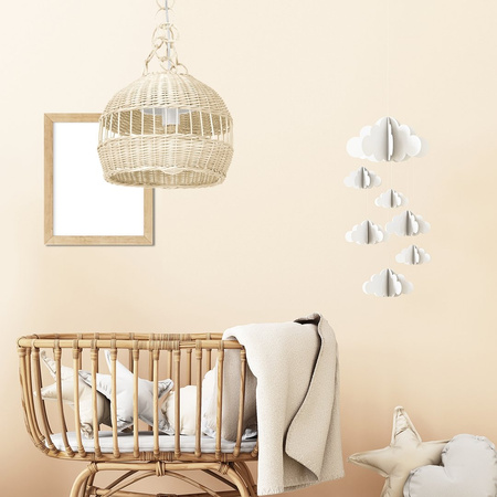 Lampa Wisząca Sufitowa VIMINI Wiklinowa 1xE27 Biała Milagro