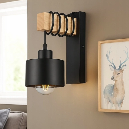 Kinkiet Ścienny Lampa Natynkowa E27 Czarny Elza Masterled