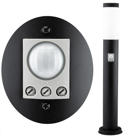 Lampa Ogrodowa Zewnętrzna E27 CZARNY SŁUPEK 45cm z Czujnikiem Ruchu i Zmierzchu