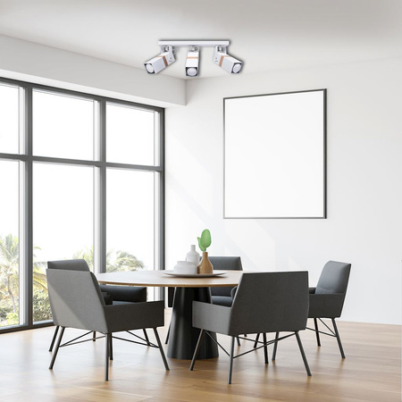 Lampa sufitowa w stylu skandynawskim loft biała MiLAGRO VIDAR 3x GU10 Metal + drewno