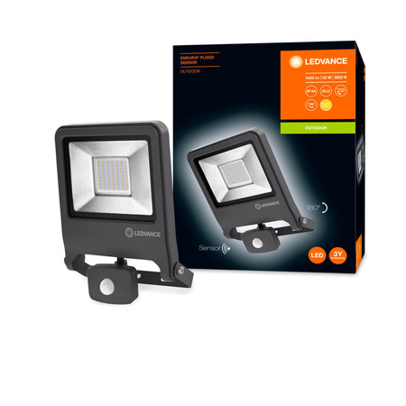 Naświetlacz LED Reflektor Zewnętrzny Lampa 50W 4500lm 3000K IP44 Szary Z Czujnikiem Ruchu i Zmierzchu Endura Ledvance