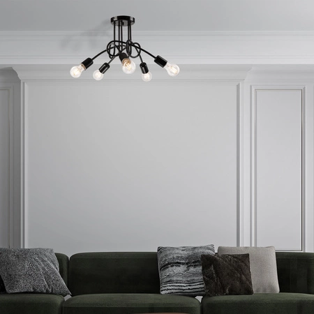 Lampa Sufitowa CAMILLA 5xE27 Czarna Loftowa LM-5.79 Lamkur