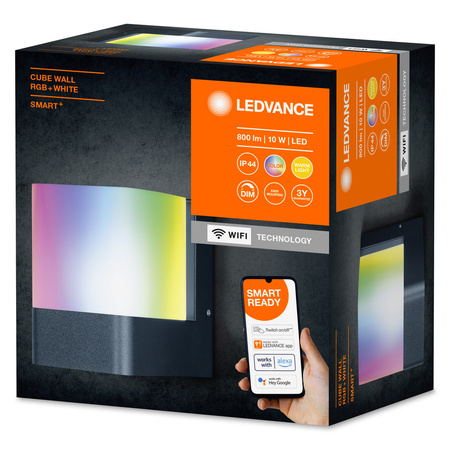 Kinkiet Ogrodowy LED INTELIGENTNY 9,5W RGB+W Ciemny szary SMART+ WiFi CUBE LEDVANCE