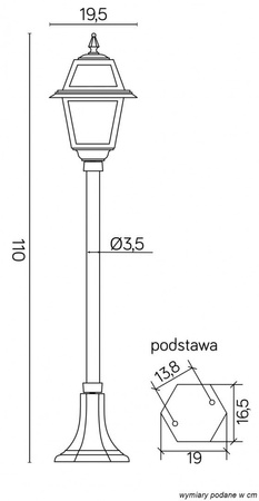Lampa Ogrodowa Zewnętrzna Słupek LATARNIA E27 Witraż K 5002/2 N 110cm czarny Su-Ma